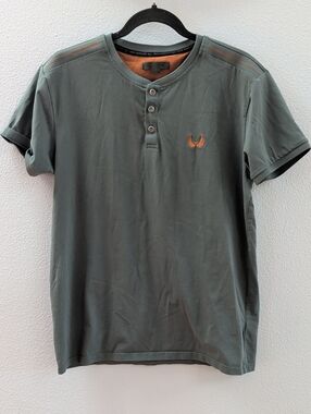 Nick Danger Men's Teal Henley Shirt with Contrast Stitching